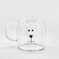 Tasse a the ours mignon en verre avec poignee