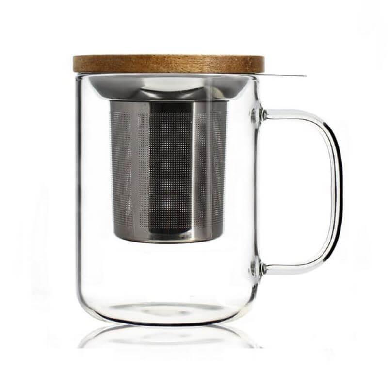 Mug en verre avec infuseur à thé et infusion